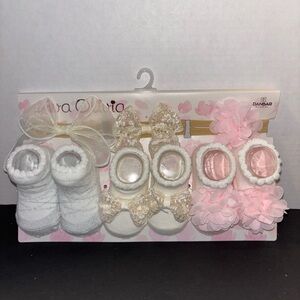 Ava Olivia Baby Socks & Headbands Set - 3 Pairs